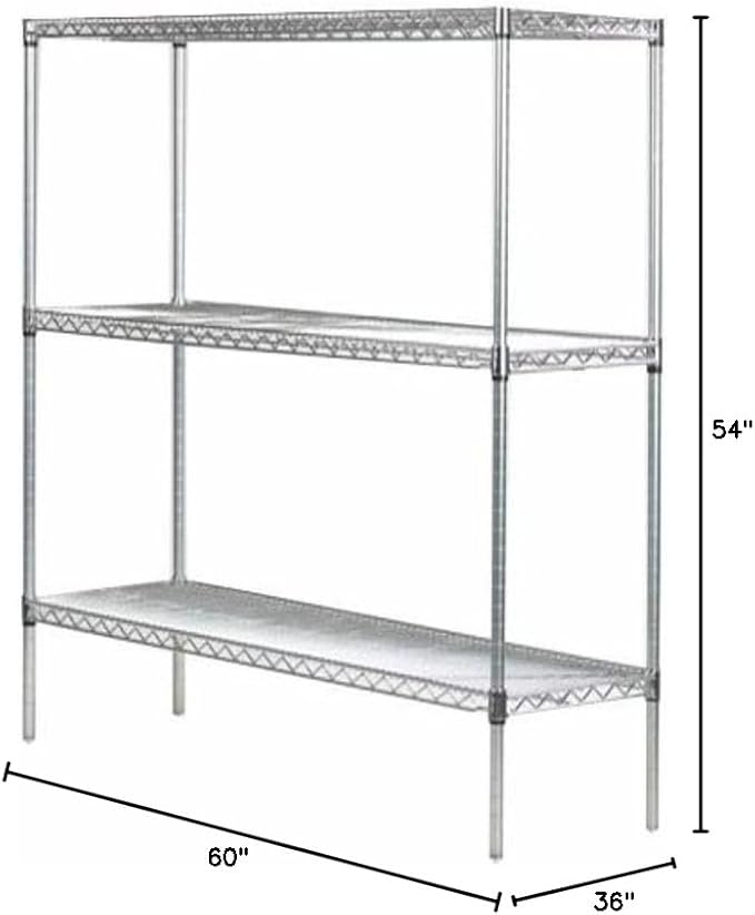Omega 36" Deep x 60" Wide x 54" High 3 Tier Gray Starter Shelving Unit - Image 3