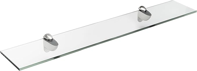 Spancraft Glass H-6x30-Brushed Steel Heron Glass Shelf, Brushed Steel by Spancraft