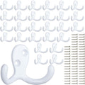 IBosins 28 Pack Heavy Duty Double Prong Coat Hooks Wall Mounted by IBosins