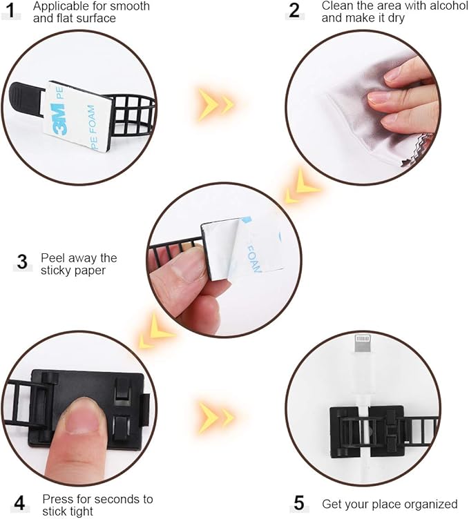 50Pcs Adjustable Adhesive Cable Management Clips, Nylon Cable Strap Ties Wire - Image 5