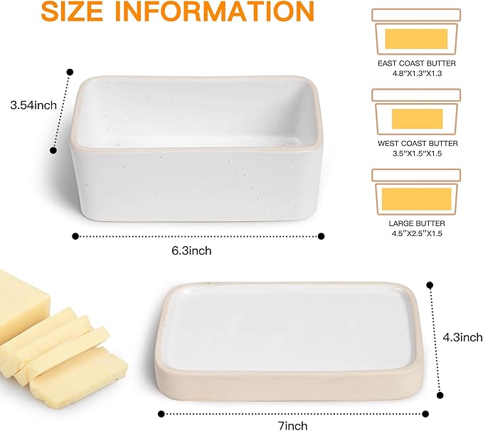Ceramic Butter Dish with Lid，Large Butter Dish - Image 2