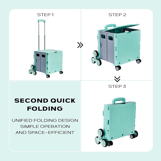 Utility Cart Foldable Shopping Cart Book Storage Cart, - Image 7