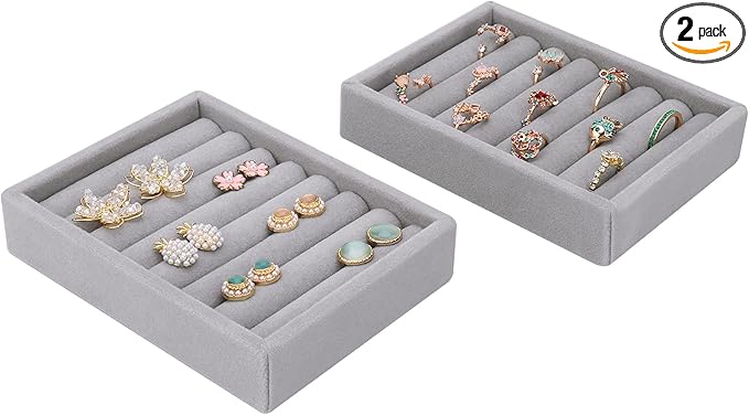 DesignSter Small Jewelry Tray, Velvet Jewelry Display Tray, Stackable Jewelry by DesignSter