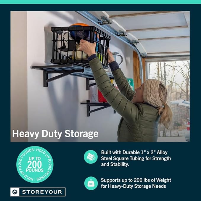 StoreYourBoard Heavy Duty Garage Shelf Wall Mount 1ft x 2ft – Wall-Mounted - Image 4