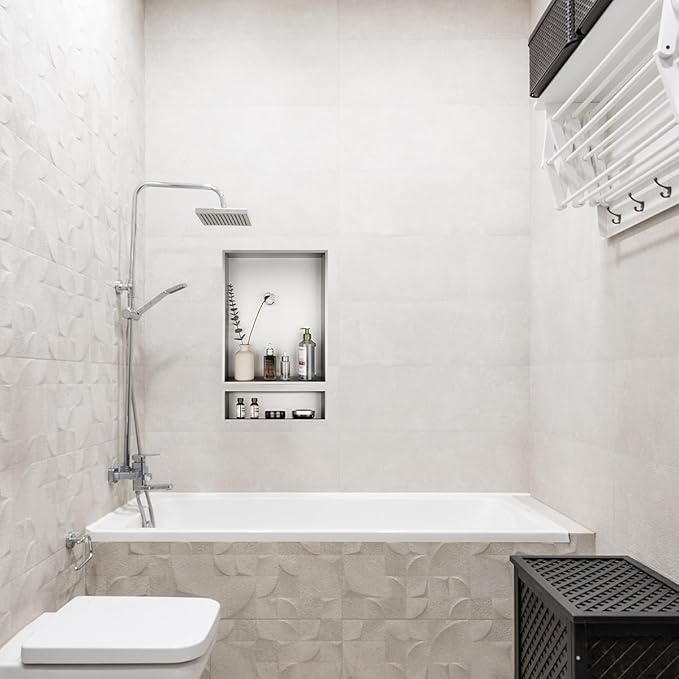 JQK Shower Niche No Tile Need, 304 Stainless Steel Recessed Shower Caddy - Image 6