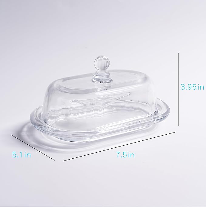 7.5" Large Glass Butter Dish - Image 7