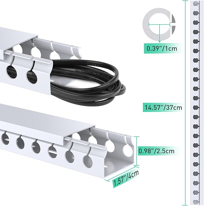 Updated White Cable Raceway Kit, 77 inch Open Slot Wire Covers - Image 4