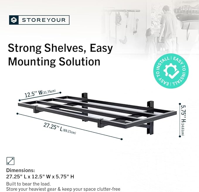 StoreYourBoard Heavy Duty Garage Shelf Wall Mount 1ft x 2ft – Wall-Mounted - Image 2