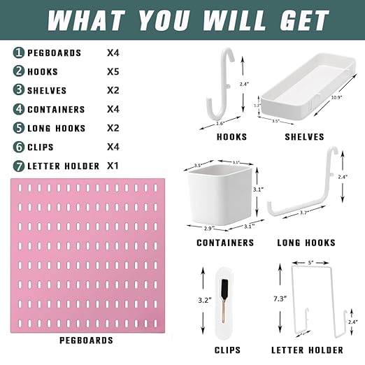 Pegboard Combination Kit for Wall Organizer, Wall Mounted Peg Board Kits for - Image 4