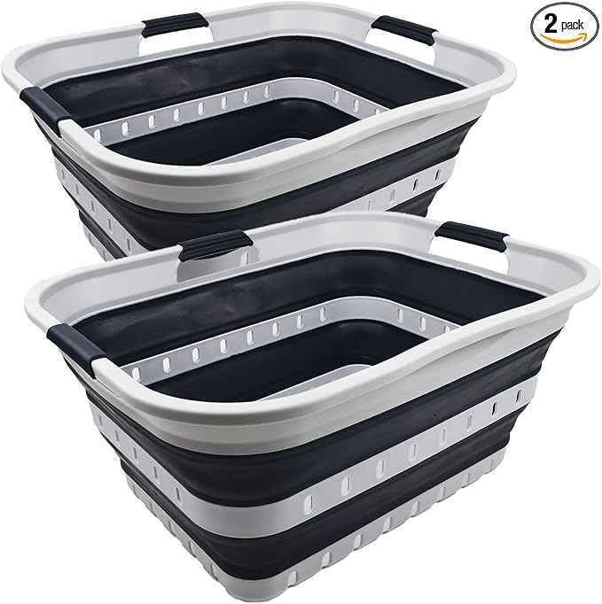 SAMMART 42L Collapsible Plastic Laundry Basket by SAMMART
