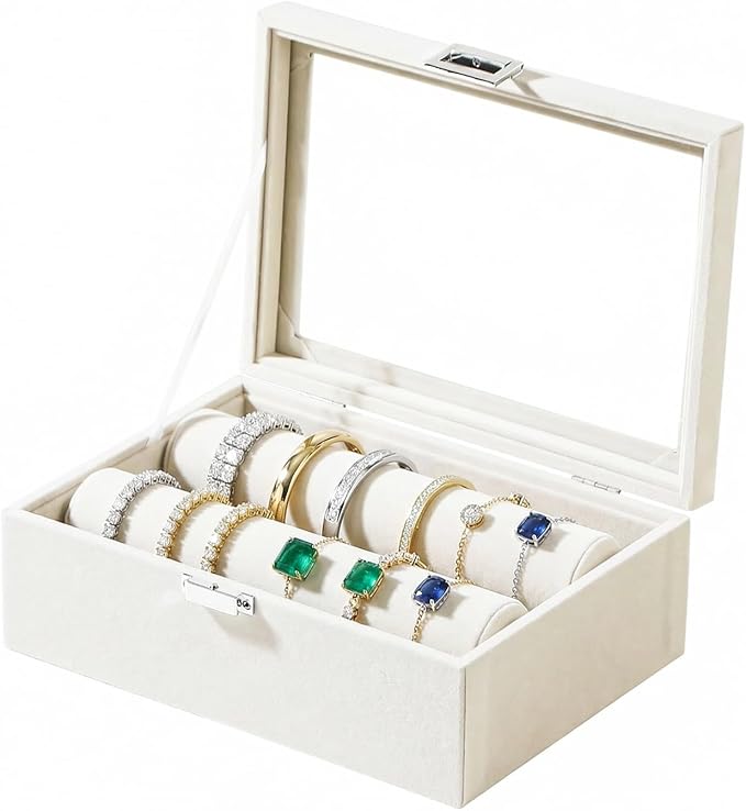 Bracelet Display Holder with Clear Lid, Jewelry Storage Organizer Box Case with by Unknown