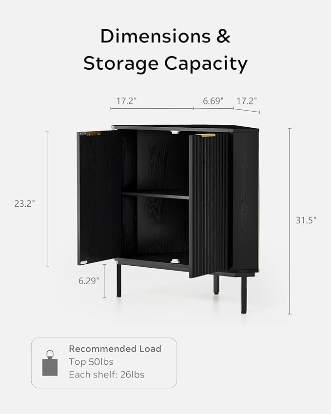 Fluted Corner Cabinet, Modern Small Corner Floor Cabinet - Image 2