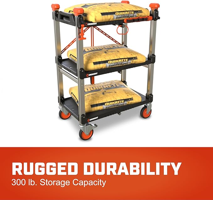 Crescent SITERUNNER, 3 Shelf Heavy Duty Folding Jobsite Cart - Image 4
