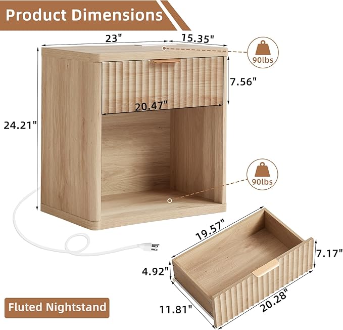 LEYAOYAO Fluted Nightstand - Image 2