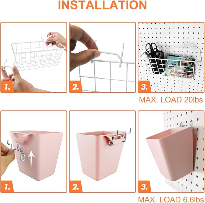 Pegboard Basket Organizers, Peg Board Large Baskets Hooks Bins Cups Tool - Image 5
