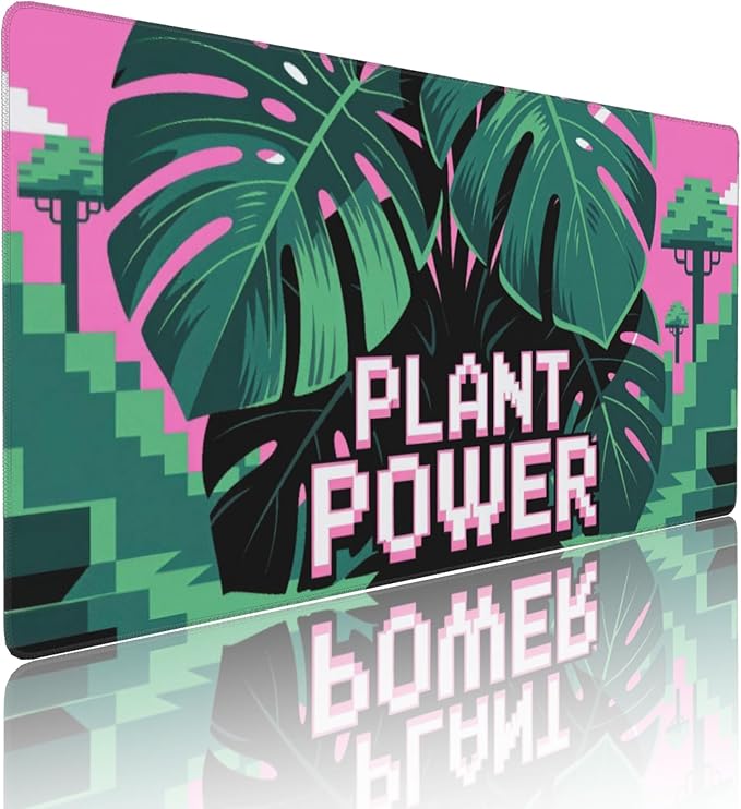 Pixel Plant Power Large Mouse Pad, Cool Gaming Desk Mat, XXL Keyboard Desk Pad - Image 2