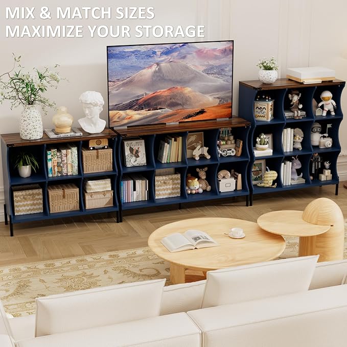 8 Cube Storage Shelf Organizer, Low Book Shelf Bookcase Entryway Table - Image 7