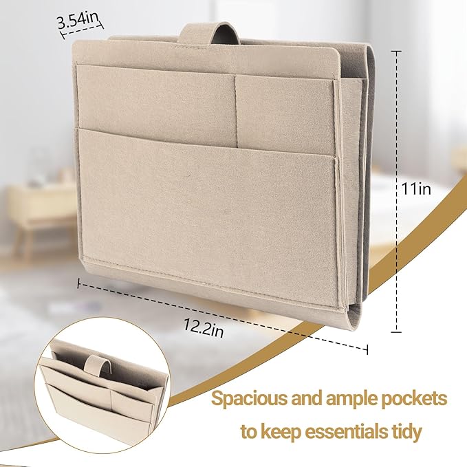 Seefoo Bedside Caddy, Large Bed Caddy Organizer - Image 3