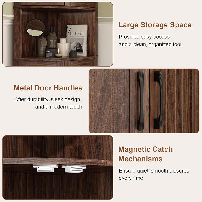 Tall Corner Cabinet, 64.7" Corner Storage Cabinet - Image 7