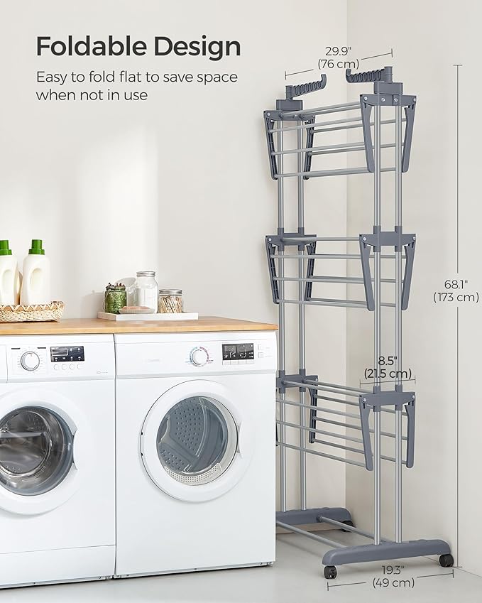 SONGMICS Clothes Drying Rack Stand 4-Tier, Foldable Laundry Drying Rack - Image 7