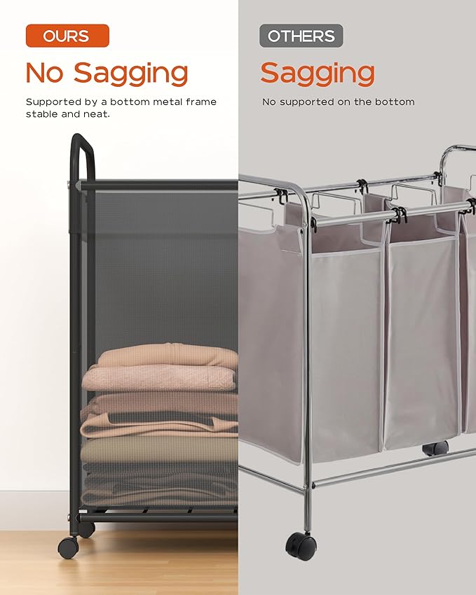 Laundry Basket with Wheels, Rolling Laundry Hamper, Laundry Sorter with - Image 9