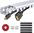Updated White Cable Raceway Kit, 77 inch Open Slot Wire Covers by ENONCI