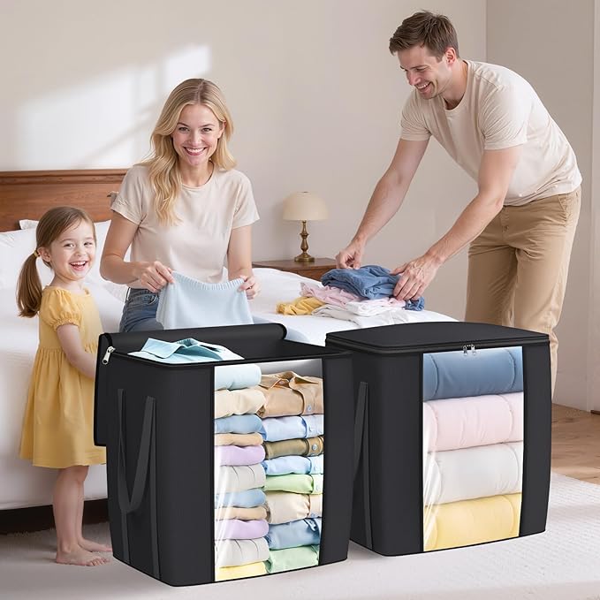 120L Extra Large Clothes Storage Bags, Foldable Blanket Storage and Organization - Image 6