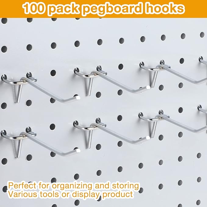 Funrous 100 Pack Peg Board Hooks Stainless Steel Pegboard Hooks Shelving - Image 4