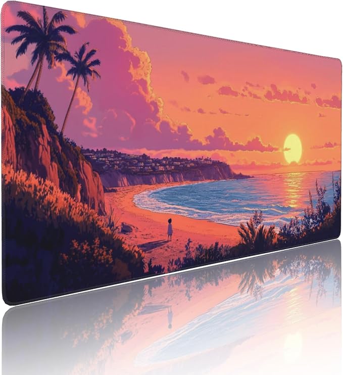 Sunset Beach Large Mouse Pad, Anime Style Gaming Desk Mat, XXL Keyboard Desk - Image 2