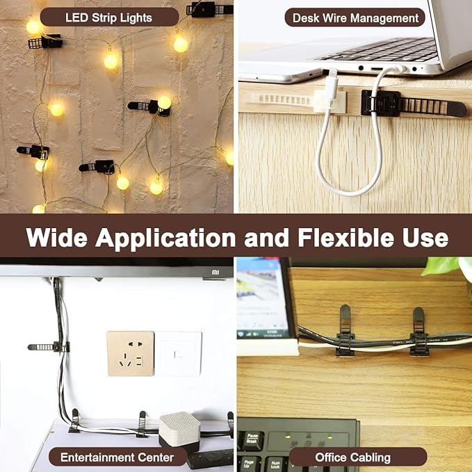 50Pcs Adjustable Adhesive Cable Management Clips, Nylon Cable Strap Ties Wire - Image 6