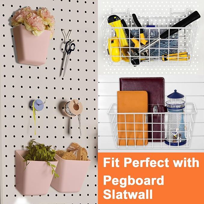 Pegboard Basket Organizers, Peg Board Large Baskets Hooks Bins Cups Tool - Image 4