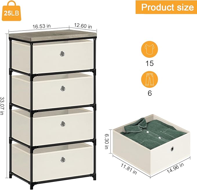 HAITRAL Fabric Storage Chest, Drawer Clothes Organizer - Image 3