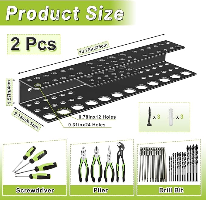 Screwdriver Holder Wall Mount, Heavy Duty Metal Utility Bit Organizer - Image 3