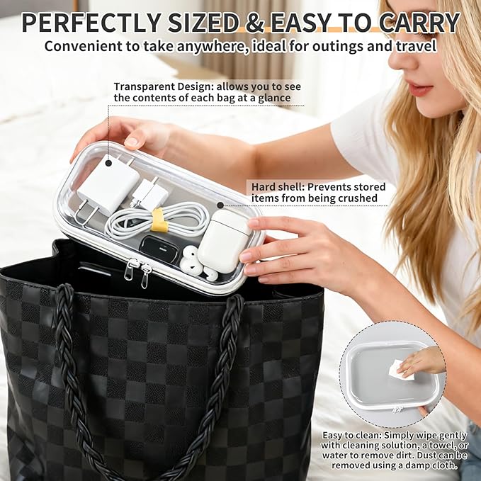2 PCS Clear Electronics Organizer Travel Case, Waterproof Cable Storage Box - Image 4