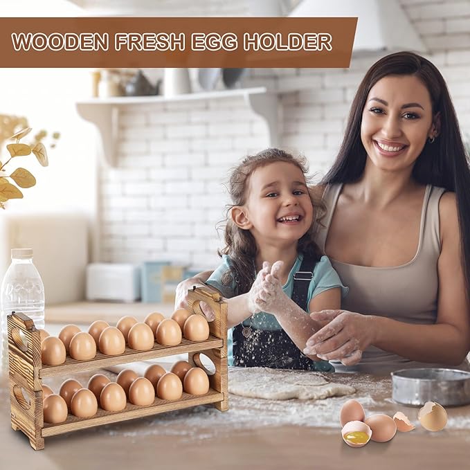 Wooden Egg Holder Countertop, Stackable Wooden Egg Storage & Organizer - Image 8