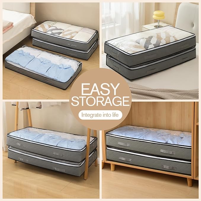 90L Under Bed Storage Containers, Closet Organizers and Storage Bins, Foldable - Image 4