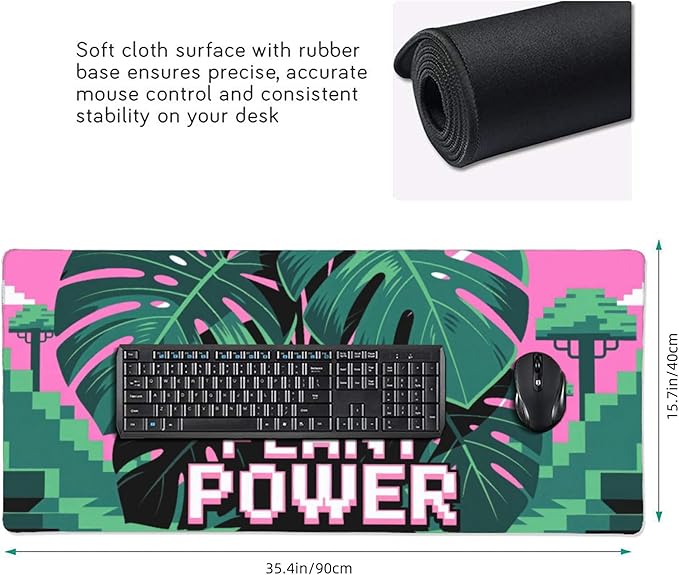 Pixel Plant Power Large Mouse Pad, Cool Gaming Desk Mat, XXL Keyboard Desk Pad - Image 3