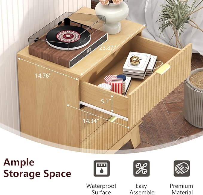 Fluted Dresser for Bedroom, 3 Drawer Dresser for Closet, Storage Cabinet and - Image 6