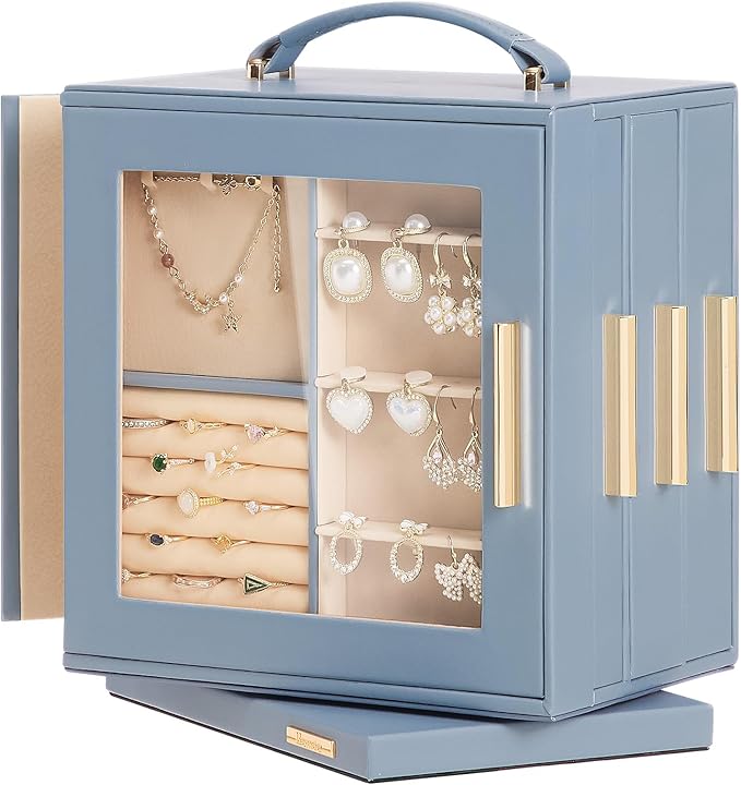 Homde Christmas Gifts Jewelry Box 360° Rotating, Necklace Earring Organizer by Homde