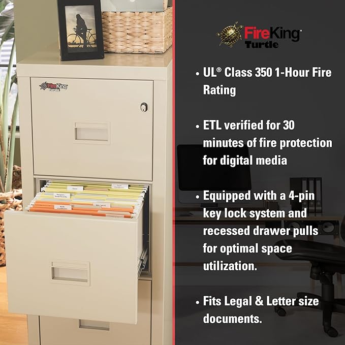 FireKing Turtle Vertical 2 Drawer Legal and Letter Fire Safe File Cabinet - Image 7