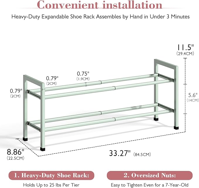 Bumusty 2-Tier Expandable Shoe Rack - Image 3