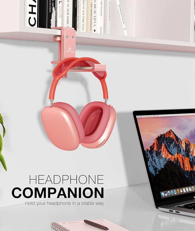 Foldable Headphone Stand and Hook – Aluminum Headset Holder Clamp Mount Under - Image 2