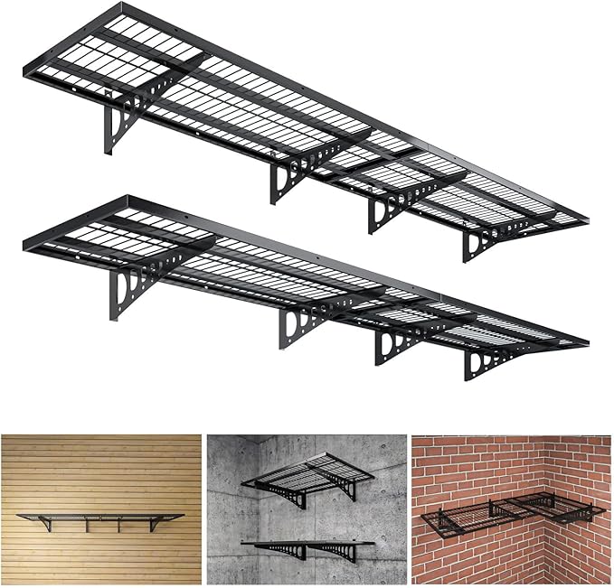4-Pack 1.5×3.8ft Garage Wall Shelving, 18×45.6 inches Heavy Duty Wall Mounted by Dtrik