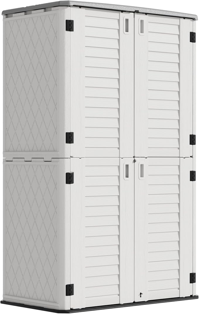 Outdoor Storage Cabinet Waterproof, Resin Vertical Storage Shed Lockable by Mrosaa