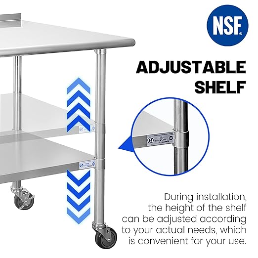 Hally Stainless Steel Table for Prep & Work 24 x 60 Inches - Image 6