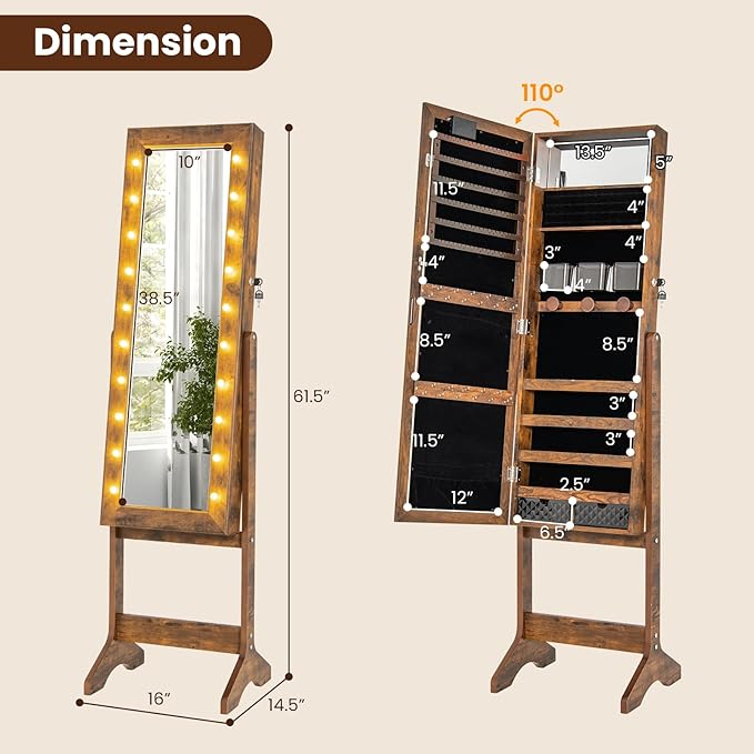 Giantex Standing Jewelry Armoire - Image 7