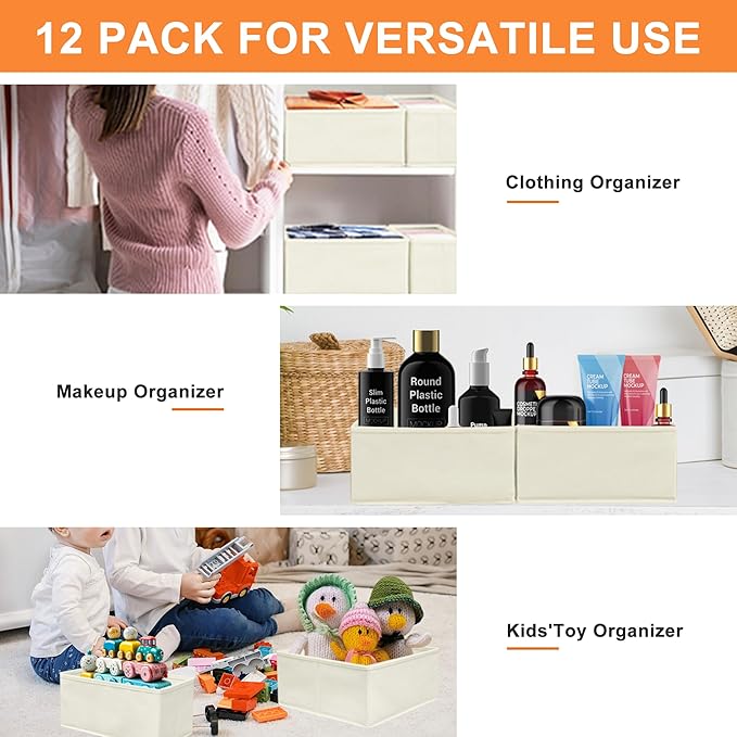 Clothes Organizer, Storage Drawer, 12 Piece Fabric Drawer Organizer Foldable - Image 6