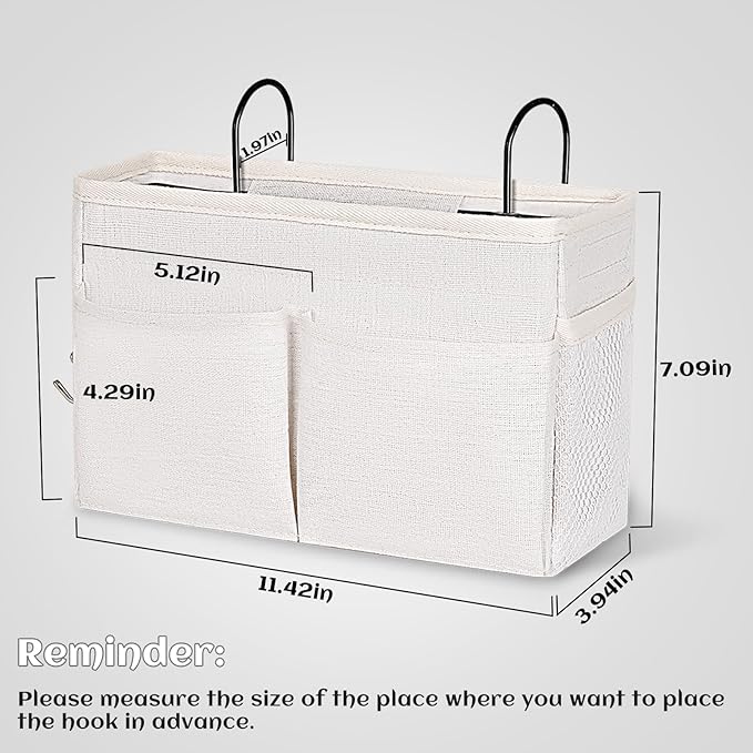 Bedside Caddy White Bedside Hanging Storage Basket Bed Caddy - Image 2
