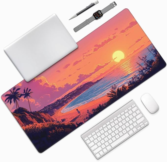 Sunset Beach Large Mouse Pad, Anime Style Gaming Desk Mat, XXL Keyboard Desk - Image 7
