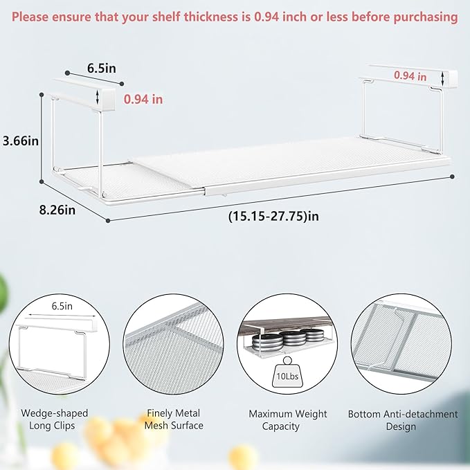 Expandable Under Cabinet Shelf, Extendable Under Shelf Storage - Image 3
